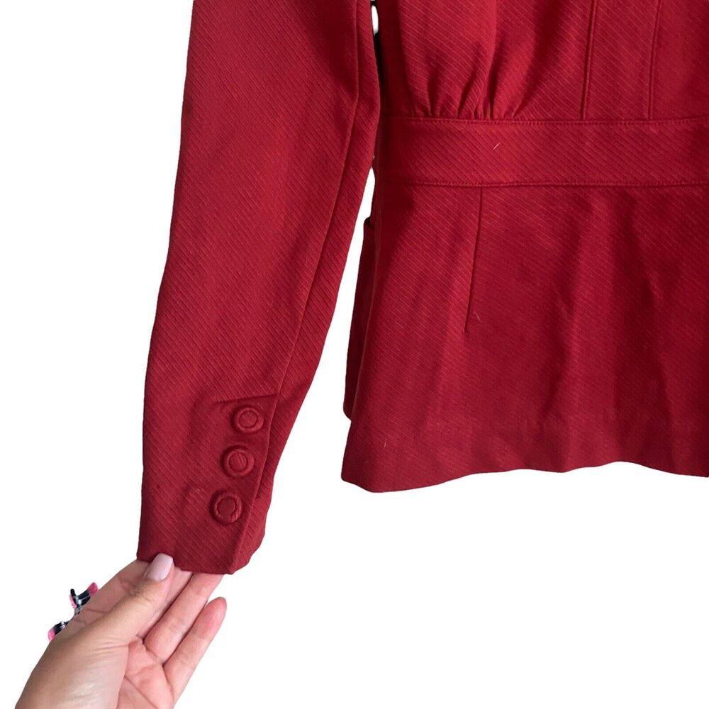 Cabi Small Jacket Snap Button Front Red Textured Collared Pockets - Picture 10 of 11